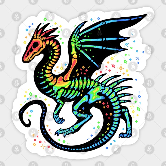 Rainbow Skeleton Dragon Sticker by Things By Diana